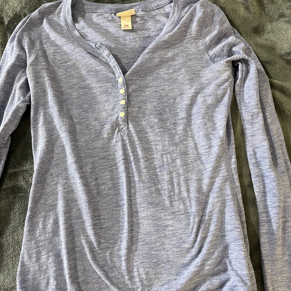 blue long sleeve half button up